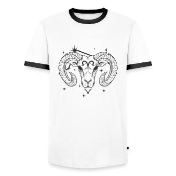 Aries Zodiac sign March April - Men's Ringer Shirt - white/black - Front - AI Model Female 172 light (172cm) & AI Model Male 178 dark (178cm)