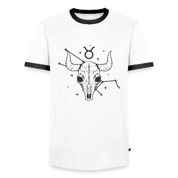 Taurus Zodiac sign April May - Men's Ringer Shirt - white/black - Front - AI Model Female 172 light (172cm) & AI Model Male 178 dark (178cm)