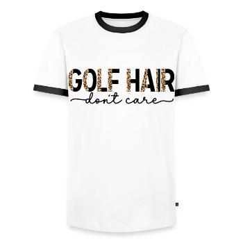 Golf Hair Don’t Care Golf Lover Funny Cute - T-shirt contrasté Homme - blanc/noir - Devant - AI Model Female 172 light (172cm) & AI Model Male 178 dark (178cm)