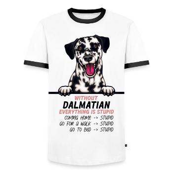 Ohne Dalmatiner ist alles doof - Männer Kontrast-T-Shirt - Weiß/Schwarz - Vorne - AI Model Female 172 light (172cm) & AI Model Male 178 dark (178cm)