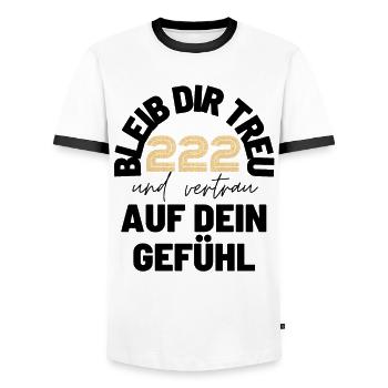 Engelszahlen 222 Nummerologie Geschenkidee - Männer Kontrast-T-Shirt - Weiß/Schwarz - Vorne - AI Model Female 172 light (172cm) & AI Model Male 178 dark (178cm)