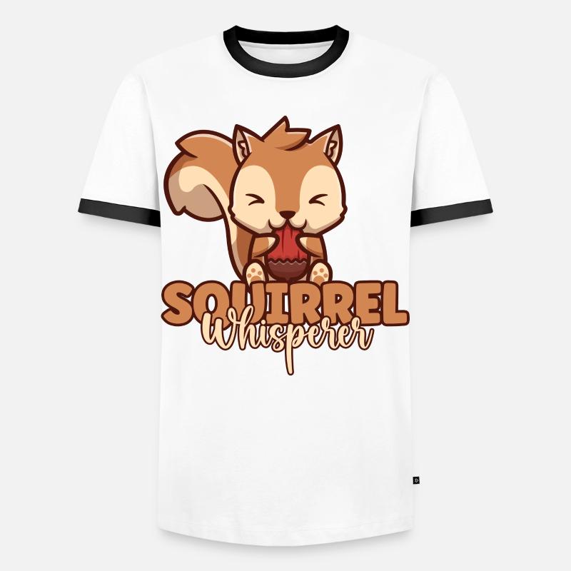 Süßer Eichhörnchenflüsterer isst Eichel lustig - Männer Kontrast-T-Shirt - Weiß/Schwarz