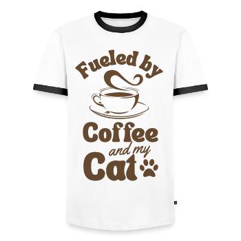 Coffee Cat lover - Men's Ringer Shirt - white/black - Front - AI Model Female 172 light (172cm) & AI Model Male 178 dark (178cm)