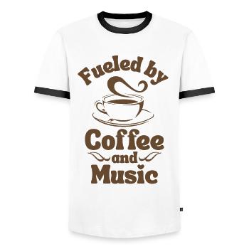 Café Amateur de musique - T-shirt contrasté Homme - blanc/noir - Devant - AI Model Female 172 light (172cm) & AI Model Male 178 dark (178cm)