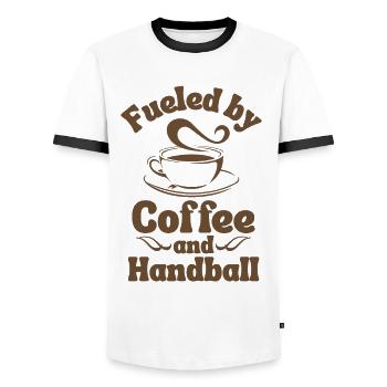 Amateur de café Handball - T-shirt contrasté Homme - blanc/noir - Devant - AI Model Female 172 light (172cm) & AI Model Male 178 dark (178cm)