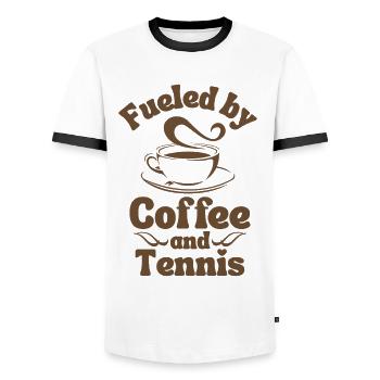 Amateur de café Tennis - T-shirt contrasté Homme - blanc/noir - Devant - AI Model Female 172 light (172cm) & AI Model Male 178 dark (178cm)