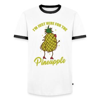 I'm just here for the Pineapple Fruit - Men's Ringer Shirt - white/black - Front - AI Model Female 172 light (172cm) & AI Model Male 178 dark (178cm)