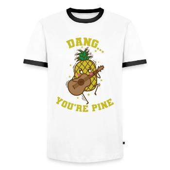 Dang You’re Pin Ananas Fruit Sucré Tropical - T-shirt contrasté Homme - blanc/noir - Devant - AI Model Female 172 light (172cm) & AI Model Male 178 dark (178cm)