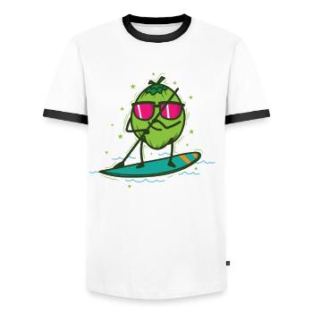 Coconut in SUP Stand up Paddling - Men's Ringer Shirt - white/black - Front - AI Model Female 172 light (172cm) & AI Model Male 178 dark (178cm)
