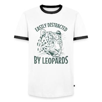 Facilement distrait par les léopards Raubkatze - T-shirt contrasté Homme - blanc/noir - Devant - AI Model Female 172 light (172cm) & AI Model Male 178 dark (178cm)