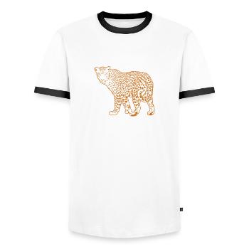 Leopard in the wild Big Cat Africa - Men's Ringer Shirt - white/black - Front - AI Model Female 172 light (172cm) & AI Model Male 178 dark (178cm)