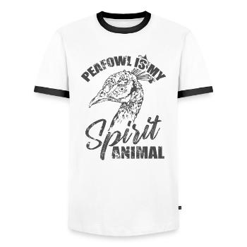 Peafowl is my Spirit Animal Bird Pheasant - Men's Ringer Shirt - white/black - Front - AI Model Female 172 light (172cm) & AI Model Male 178 dark (178cm)