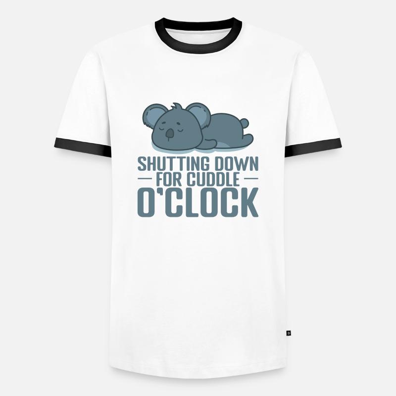 Shutting down for cuddle o'Clock Pyjama - Men's Ringer Shirt - white/black