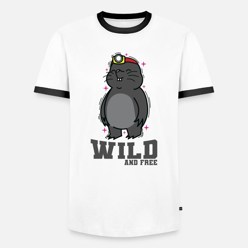 Wild Animal Mole Earthen Mound - Men's Ringer Shirt - white/black