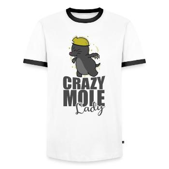 Crazy Mole Lady Animal Tertre Mound - T-shirt contrasté Homme - blanc/noir - Devant - AI Model Female 172 light (172cm) & AI Model Male 178 dark (178cm)