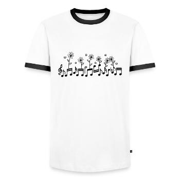 Notes de musique avec musique de fleurs - T-shirt contrasté Homme - blanc/noir - Devant - AI Model Female 172 light (172cm) & AI Model Male 178 dark (178cm)
