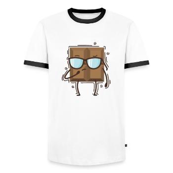 cool bar chocolate candy cocoa - Men's Ringer Shirt - white/black - Front - AI Model Female 172 light (172cm) & AI Model Male 178 dark (178cm)