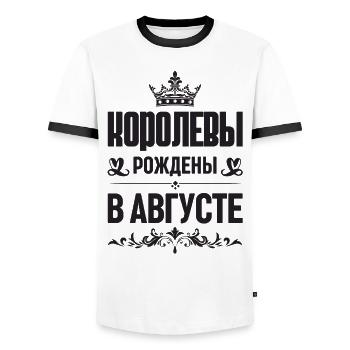 Russian Women Girl born in August Russia - Men's Ringer Shirt - white/black - Front - AI Model Female 172 light (172cm) & AI Model Male 178 dark (178cm)