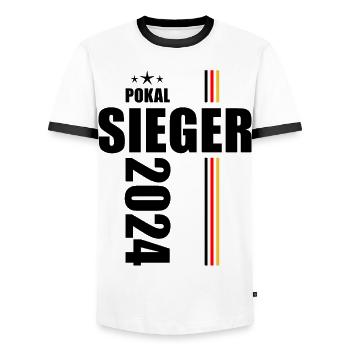 Pokalsieger 2024 - Männer Kontrast-T-Shirt - Weiß/Schwarz - Vorne - AI Model Female 172 light (172cm) & AI Model Male 178 dark (178cm)