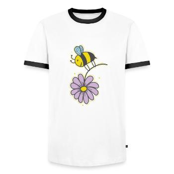 Biene mit Blume Tiere Natur Imker - Männer Kontrast-T-Shirt - Weiß/Schwarz - Vorne - AI Model Female 172 light (172cm) & AI Model Male 178 dark (178cm)