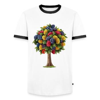Colorful tree with fruity berries - Men's Ringer Shirt - white/black - Front - AI Model Female 172 light (172cm) & AI Model Male 178 dark (178cm)