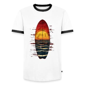 Sunset Surfer Experience - Men's Ringer Shirt - white/black - Front - AI Model Female 172 light (172cm) & AI Model Male 178 dark (178cm)