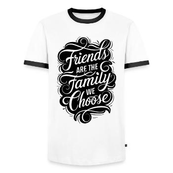 Freunde Sind Die Familie Die Wir Wählen - Männer Kontrast-T-Shirt - Weiß/Schwarz - Vorne - AI Model Female 172 light (172cm) & AI Model Male 178 dark (178cm)