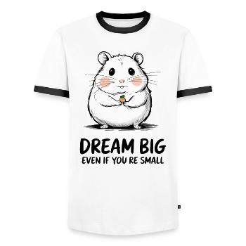 Big Dreams Little Hamster Inspiration - Men's Ringer Shirt - white/black - Front - AI Model Female 172 light (172cm) & AI Model Male 178 dark (178cm)