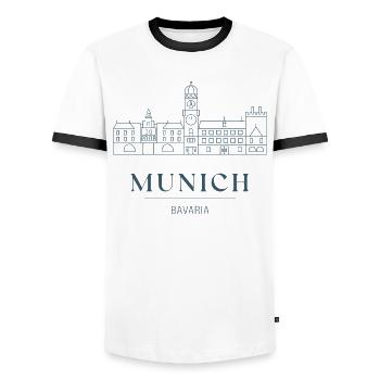 Munich Bavière Skyline - Munich Allemagne Bavière - T-shirt contrasté Homme - blanc/noir - Devant - AI Model Female 172 light (172cm) & AI Model Male 178 dark (178cm)