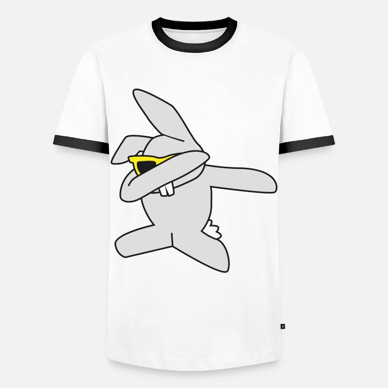 dabbing Easter Bunny - Men's Ringer Shirt - white/black