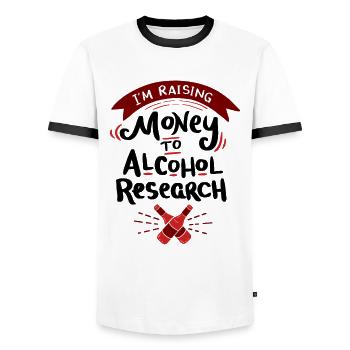 CRAFT BEER: I'm Raising Money for Alcohol Research - Men's Ringer Shirt - white/black - Front - AI Model Female 172 light (172cm) & AI Model Male 178 dark (178cm)