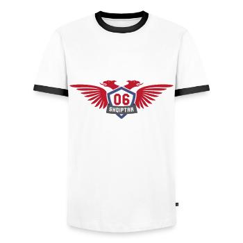 Albanian emblem Albanian eagle gjilan shqiptar - Men's Ringer Shirt - white/black - Front - AI Model Female 172 light (172cm) & AI Model Male 178 dark (178cm)
