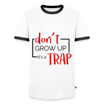Don't Grow Up It's A Tra Shirt - Men's Ringer Shirt - white/black - Front - AI Model Female 172 light (172cm) & AI Model Male 178 dark (178cm)