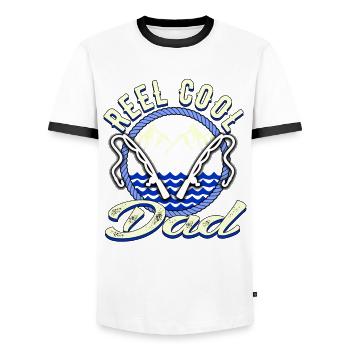 Reel Cool Dad 3 by XLX Design - Männer Kontrast-T-Shirt - Weiß/Schwarz - Vorne - AI Model Female 172 light (172cm) & AI Model Male 178 dark (178cm)