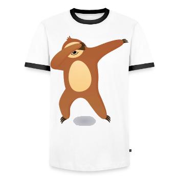 Faultier Dab Dabbing Tanz - Männer Kontrast-T-Shirt - Weiß/Schwarz - Vorne - AI Model Female 172 light (172cm) & AI Model Male 178 dark (178cm)