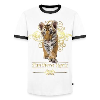 Bengal tiger - Men's Ringer Shirt - white/black - Front - AI Model Female 172 light (172cm) & AI Model Male 178 dark (178cm)