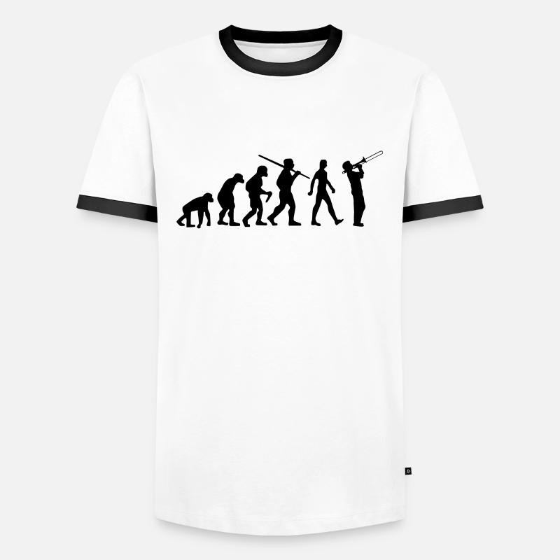 Posaune Evolution Posaunist - Männer Kontrast-T-Shirt - Weiß/Schwarz