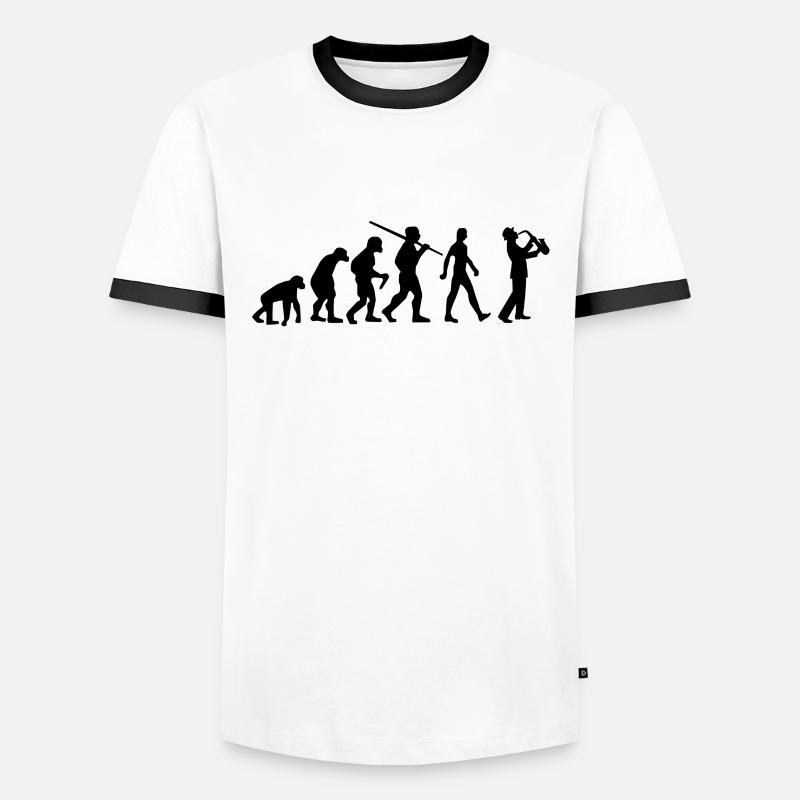 Saxophone Evolution Saxophonist - Men's Ringer Shirt - white/black