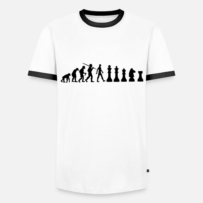 Chess Evolution Schach - Männer Kontrast-T-Shirt - Weiß/Schwarz