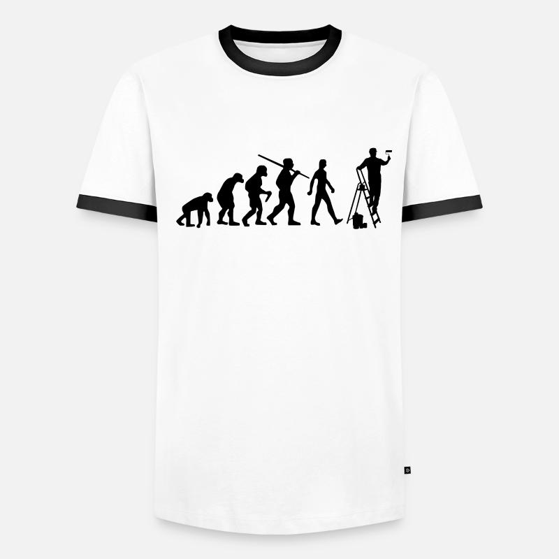 Maler Evolution Lackierer - Männer Kontrast-T-Shirt - Weiß/Schwarz