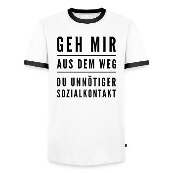 Geh Mir aus dem Weg du unnötiger Sozialkontakt - Männer Kontrast-T-Shirt - Weiß/Schwarz - Vorne - AI Model Female 172 light (172cm) & AI Model Male 178 dark (178cm)