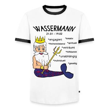 Sternzeichen Wassermann - Männer Kontrast-T-Shirt - Weiß/Schwarz - Vorne - AI Model Female 172 light (172cm) & AI Model Male 178 dark (178cm)