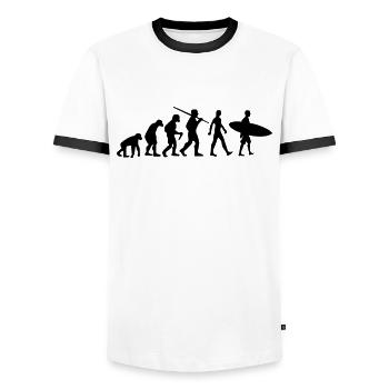 Surfer Evolution Surfing - Männer Kontrast-T-Shirt - Weiß/Schwarz - Vorne - AI Model Female 172 light (172cm) & AI Model Male 178 dark (178cm)