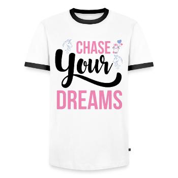 Chase your dreams Unicorn - Men's Ringer Shirt - white/black - Front - AI Model Female 172 light (172cm) & AI Model Male 178 dark (178cm)