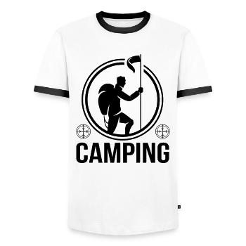 Hiking Nature Outdoor Mountains - Men's Ringer Shirt - white/black - Front - AI Model Female 172 light (172cm) & AI Model Male 178 dark (178cm)