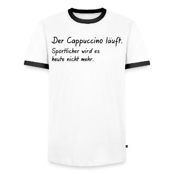 the cappuccino runs It doesn't get any sportier - Men's Ringer Shirt - white/black - Front - AI Model Female 172 light (172cm) & AI Model Male 178 dark (178cm)