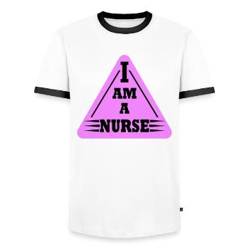 Ich bin eine Krankenschwester - Männer Kontrast-T-Shirt - Weiß/Schwarz - Vorne - AI Model Female 172 light (172cm) & AI Model Male 178 dark (178cm)
