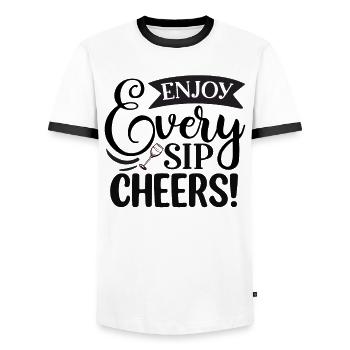 Profitez de chaque gorgée d’acclamations - T-shirt contrasté Homme - blanc/noir - Devant - AI Model Female 172 light (172cm) & AI Model Male 178 dark (178cm)