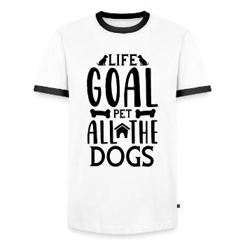 Lebensziel Haustier für alle Hunde - Männer Kontrast-T-Shirt - Weiß/Schwarz - Vorne - AI Model Female 172 light (172cm) & AI Model Male 178 dark (178cm)