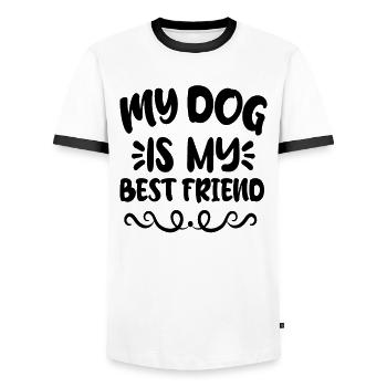 Mon chien est mon meilleur ami - T-shirt contrasté Homme - blanc/noir - Devant - AI Model Female 172 light (172cm) & AI Model Male 178 dark (178cm)